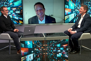 David Wilkinson and Tim Hart in discussion with Rob Schack on a screen