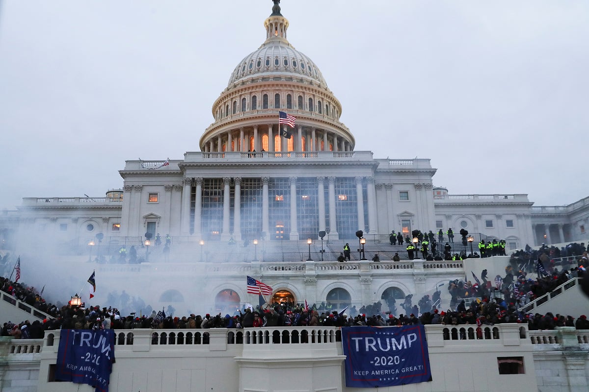 Supporters of U.S. President Donald Trump gather in front of the U.S. Capitol Building in Washington, U.S., January 6, 2021. REUTERS/Leah Millis
