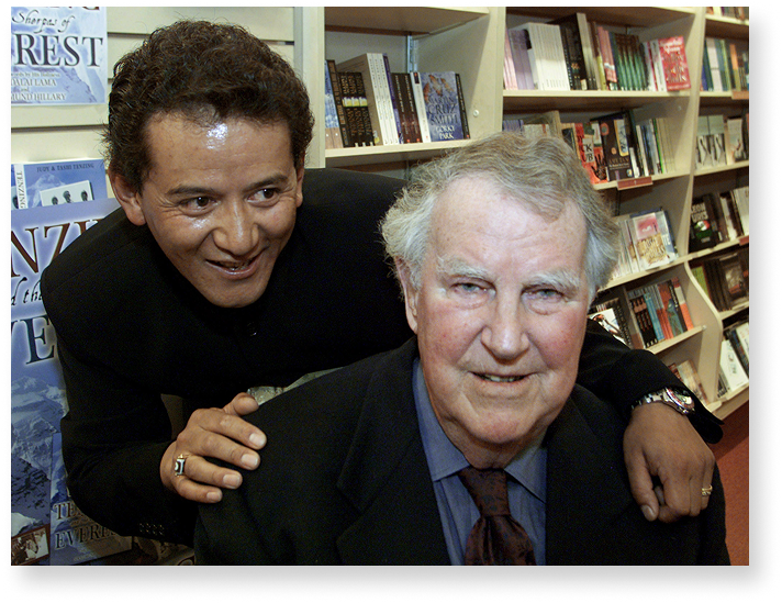 SIR EDMUND HILLARY AND AUTHOR TASHI TENZING AT SYDNEY BOOK LAUNCH ON MOUNTAINEERING