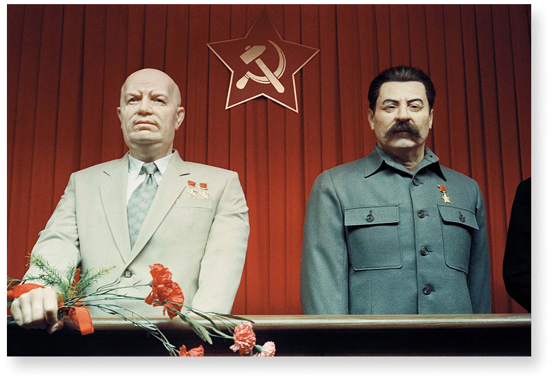 WAX FIGURES OF STALIN AND KHRUSHCHEV STAND IN PARGUES WAX MUSEUM
