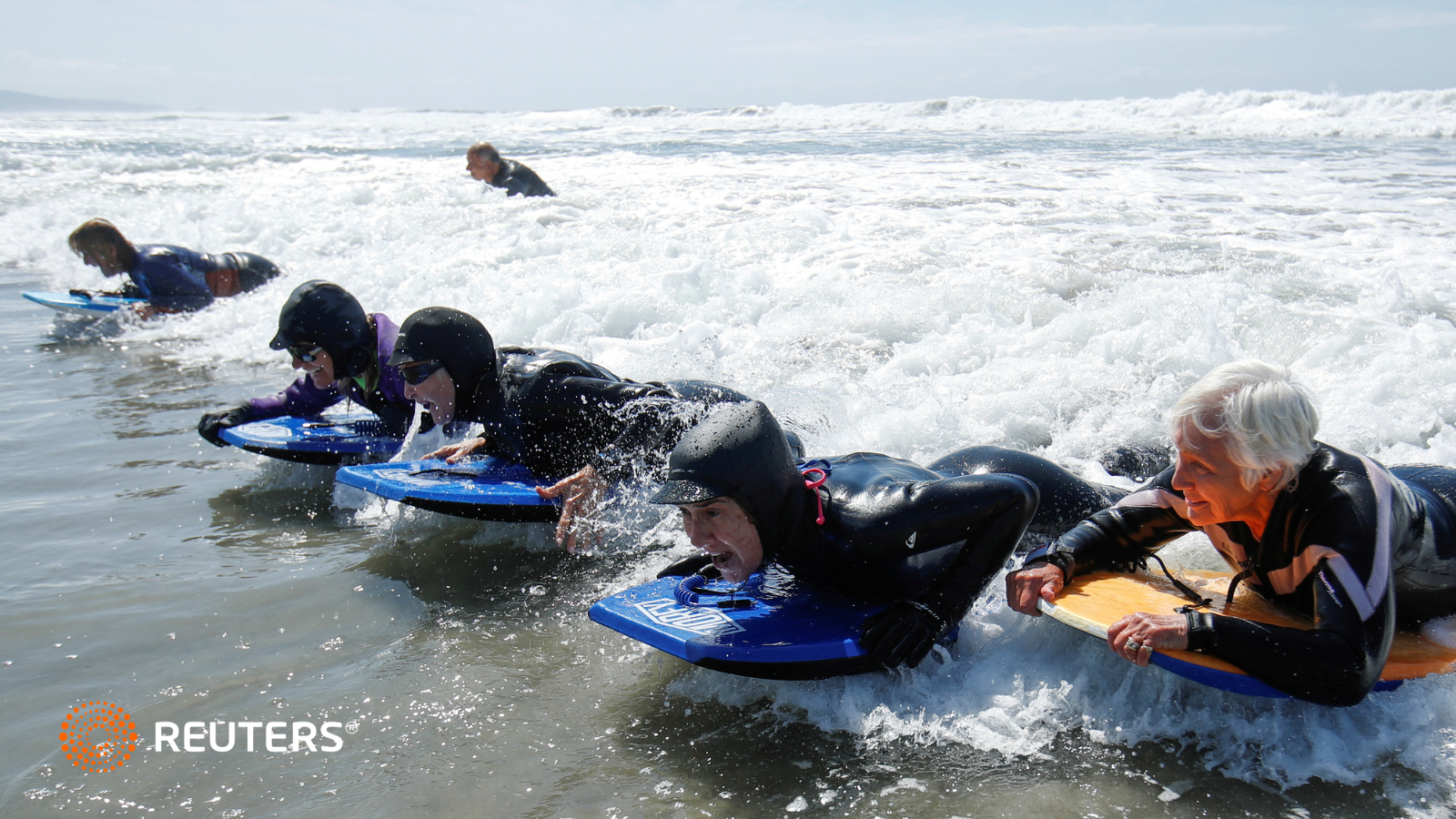 This senior women’s club catches California waves