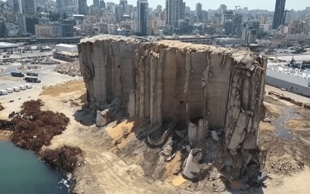 Drone footage of Beirut port and its surroundings one year after blast