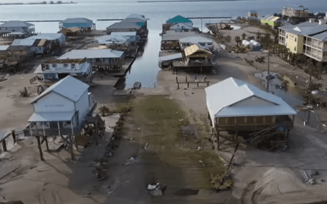 Drone footage of hurricane-ravaged barrier town ahead of Biden’s visit