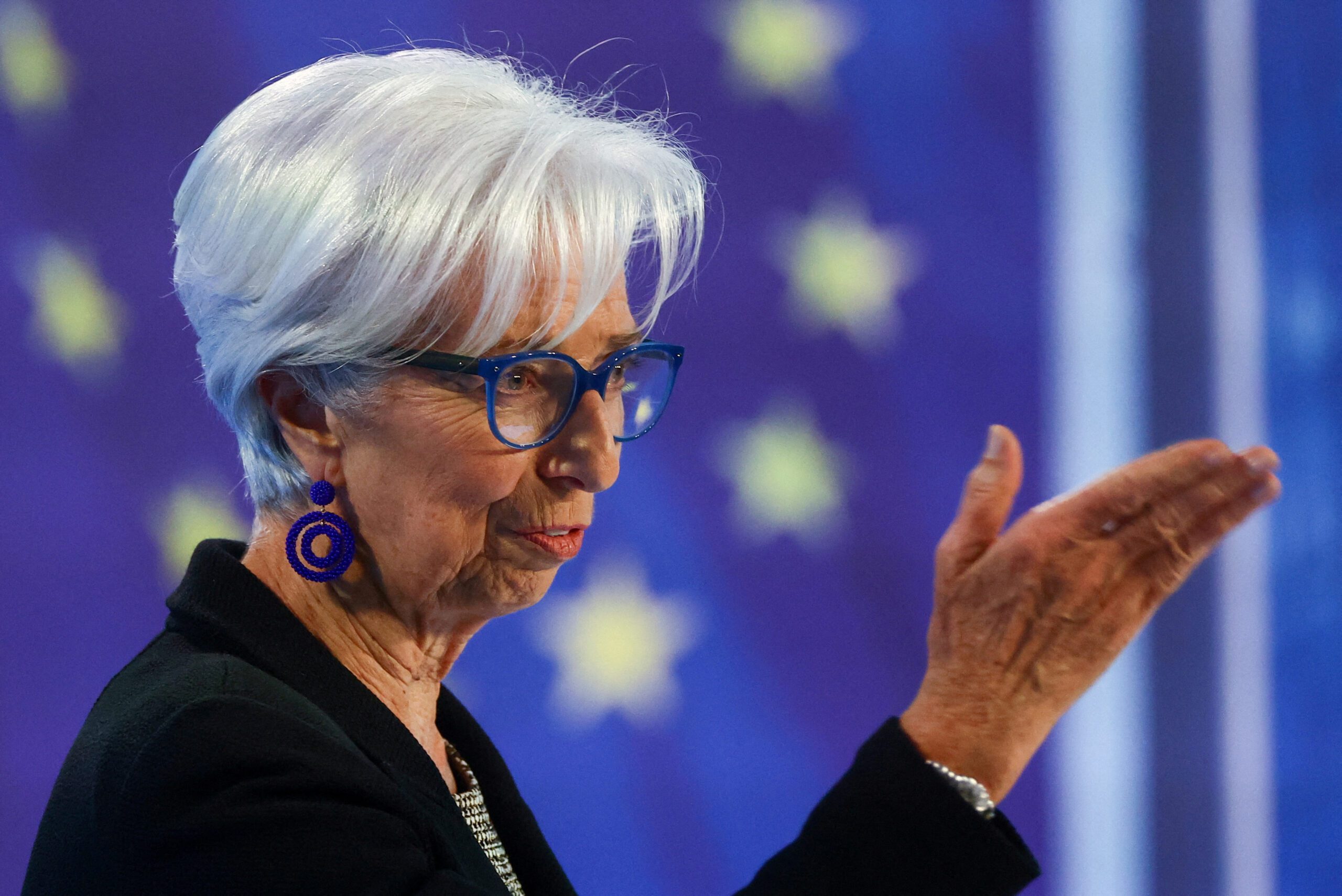 European Central Bank (ECB) President Christine Lagarde speaks to reporters following the Governing Council's monetary policy meeting, in Frankfurt, Germany May 4, 2023. REUTERS/Kai Pfaffenbach