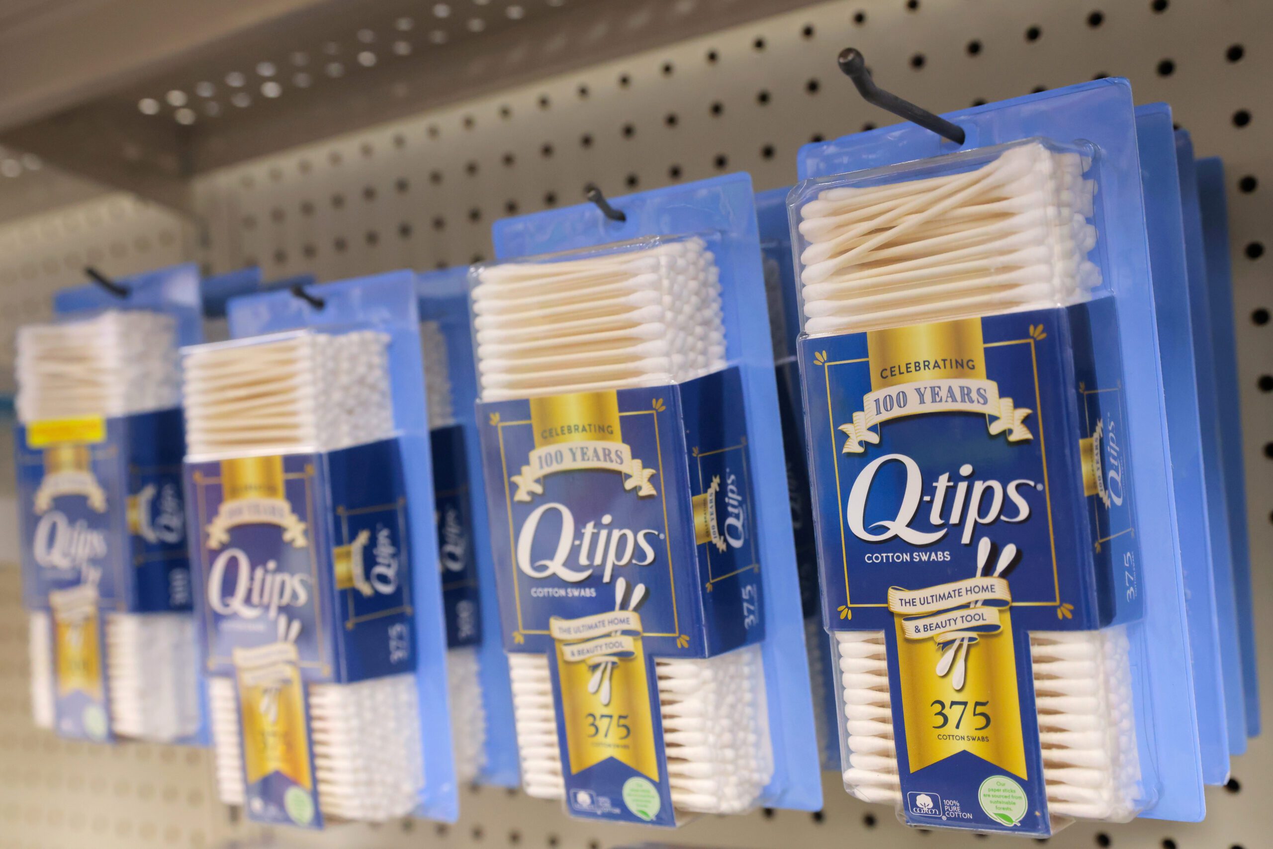 Q-tips, a brand of Unilever, is seen on display in a store in Manhattan, New York City, U.S., March 24, 2022. REUTERS/Andrew Kelly