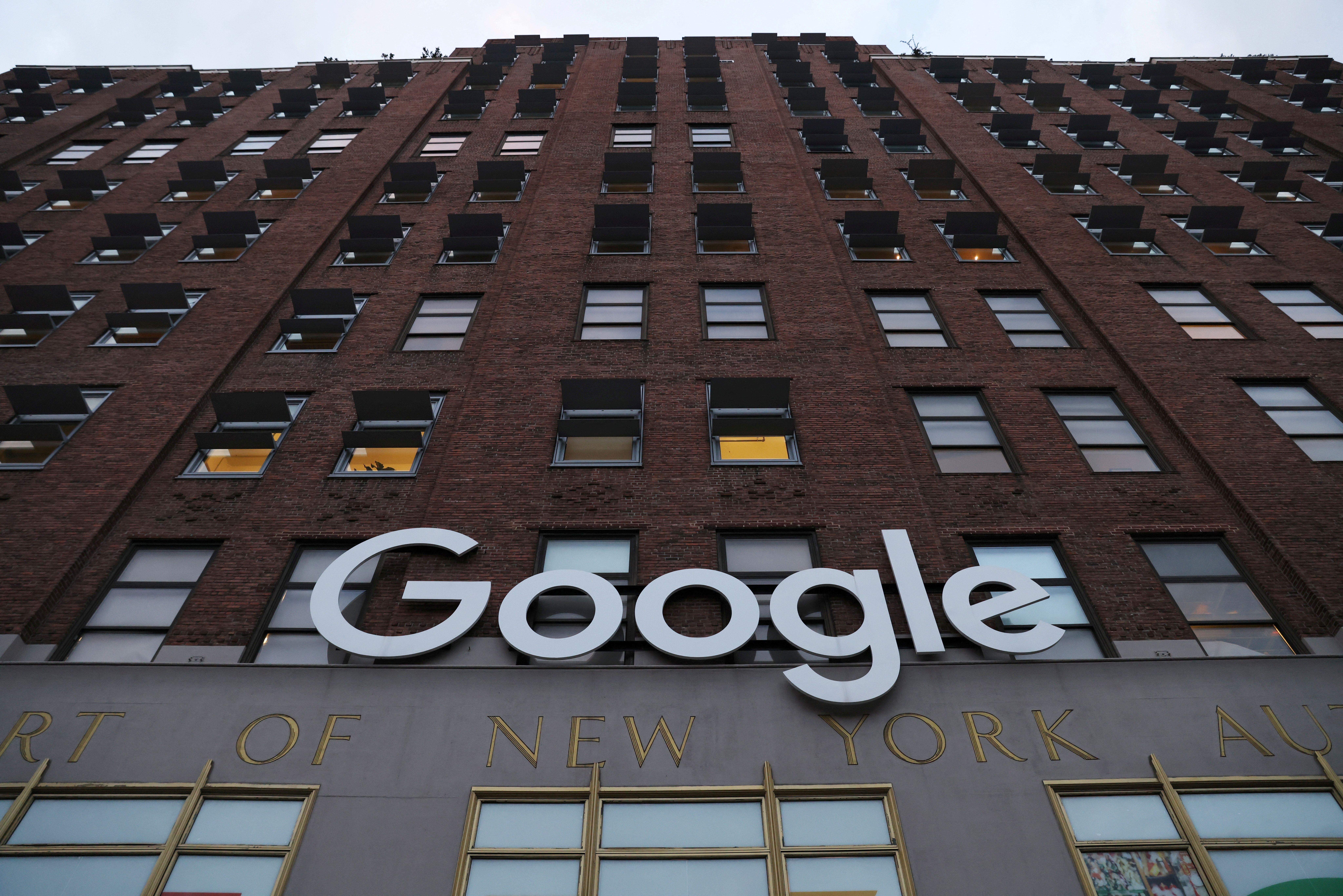 FILE PHOTO: The logo for Google LLC is seen at their office in Manhattan, New York City, New York, U.S., November 17, 2021. REUTERS/Andrew Kelly/File Photo