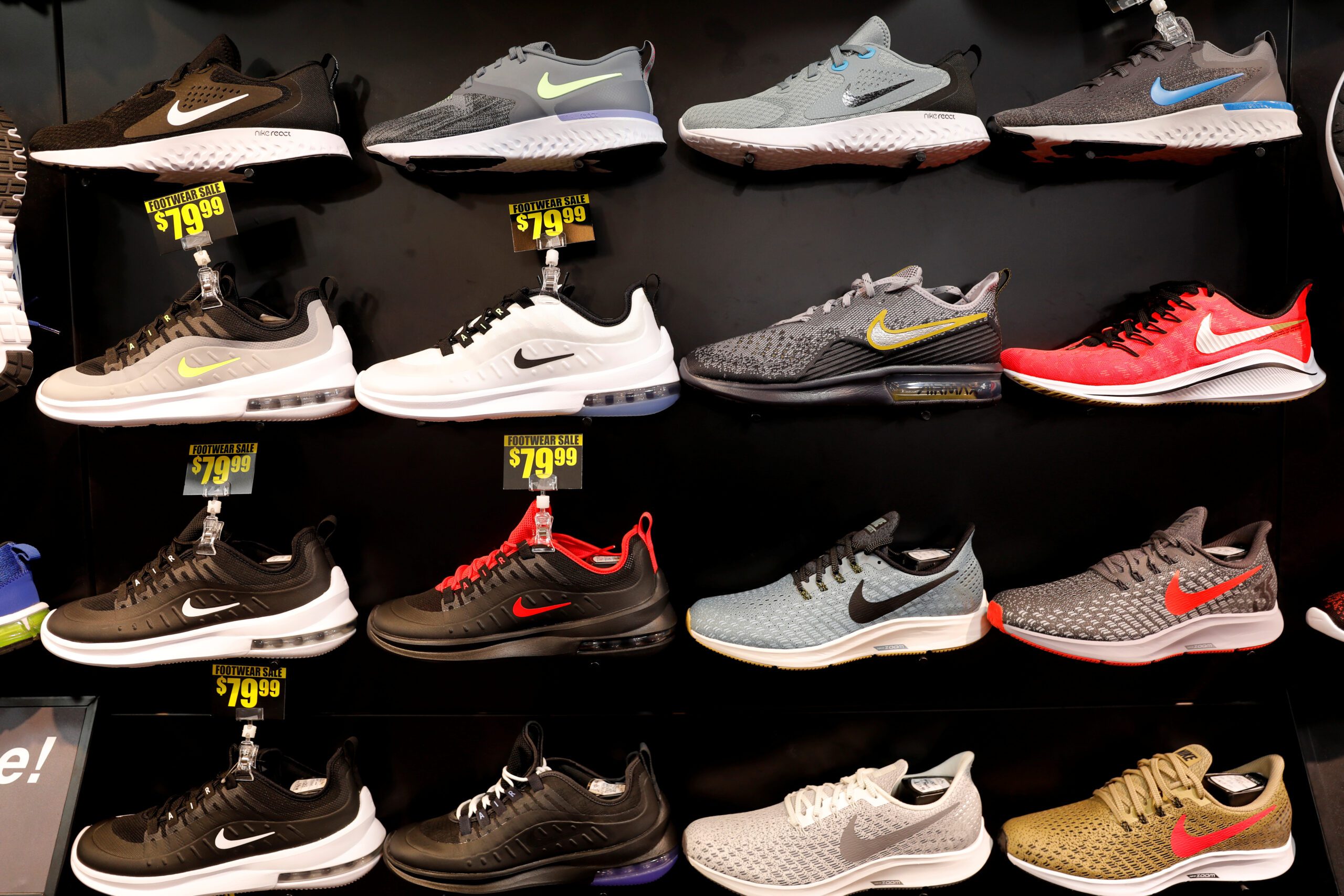 Nike shoes are seen displayed at a sporting goods store in New York City, New York, U.S., May 14, 2019. REUTERS/Mike Segar