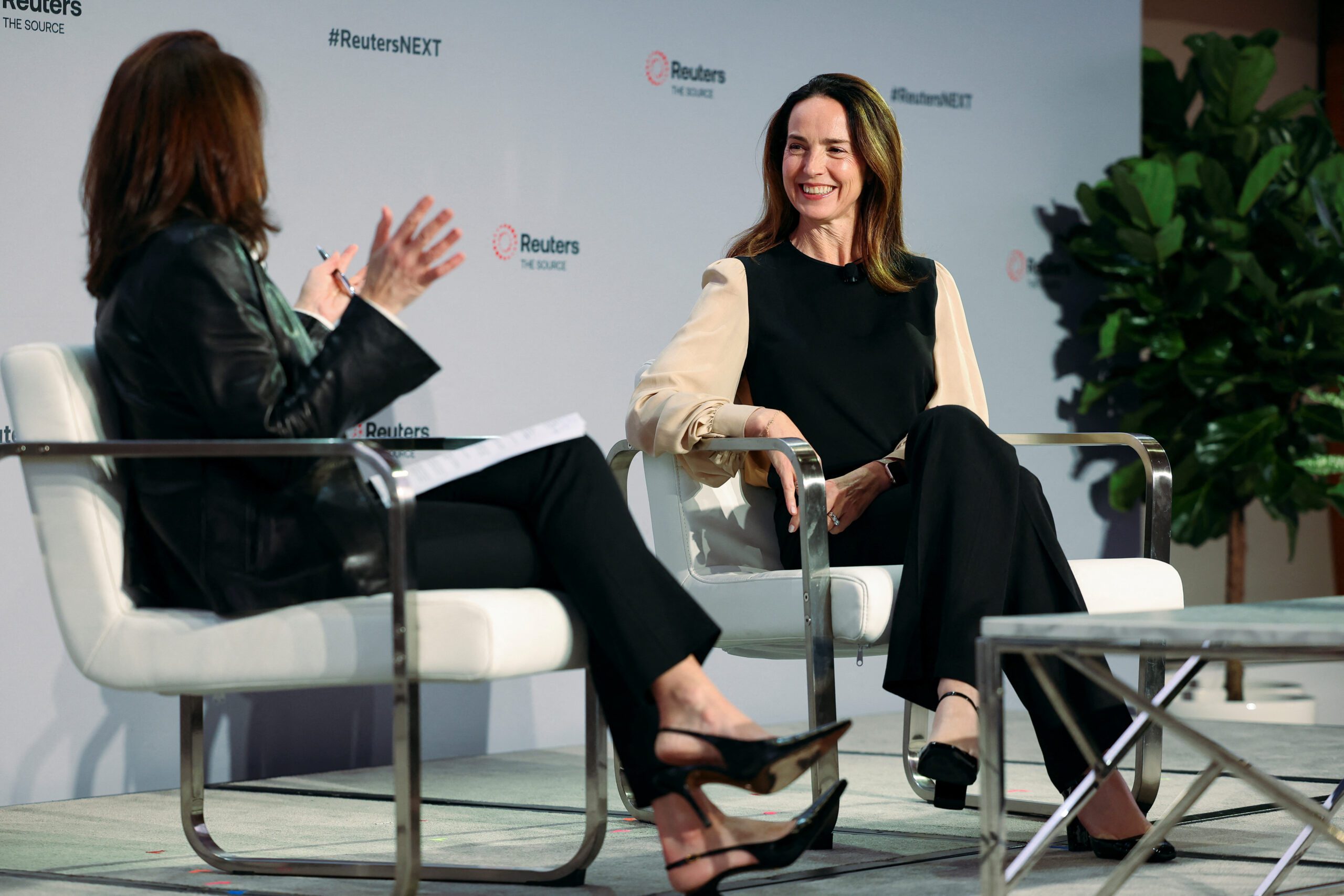 Reuters' Editor-in-Chief, Alessandra Galloni interviews Sarah Friar Chief Financial Officer of OpenAI, during the Reuters NEXT conference, in New York City, U.S., December 10, 2024. REUTERS/Mike Segar - RC2MMBADOQBW